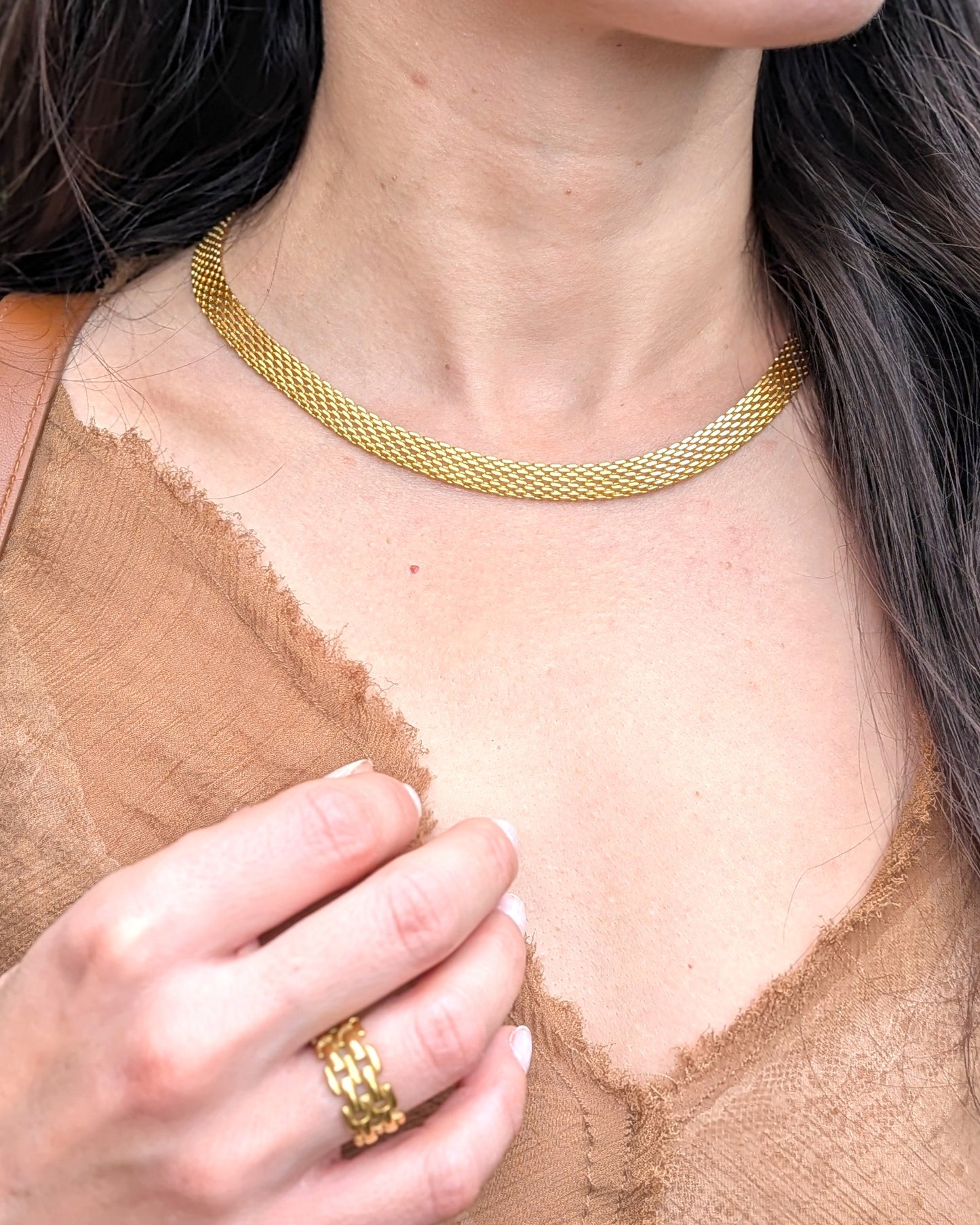 8mm 18k Gold Plated Chain Necklace