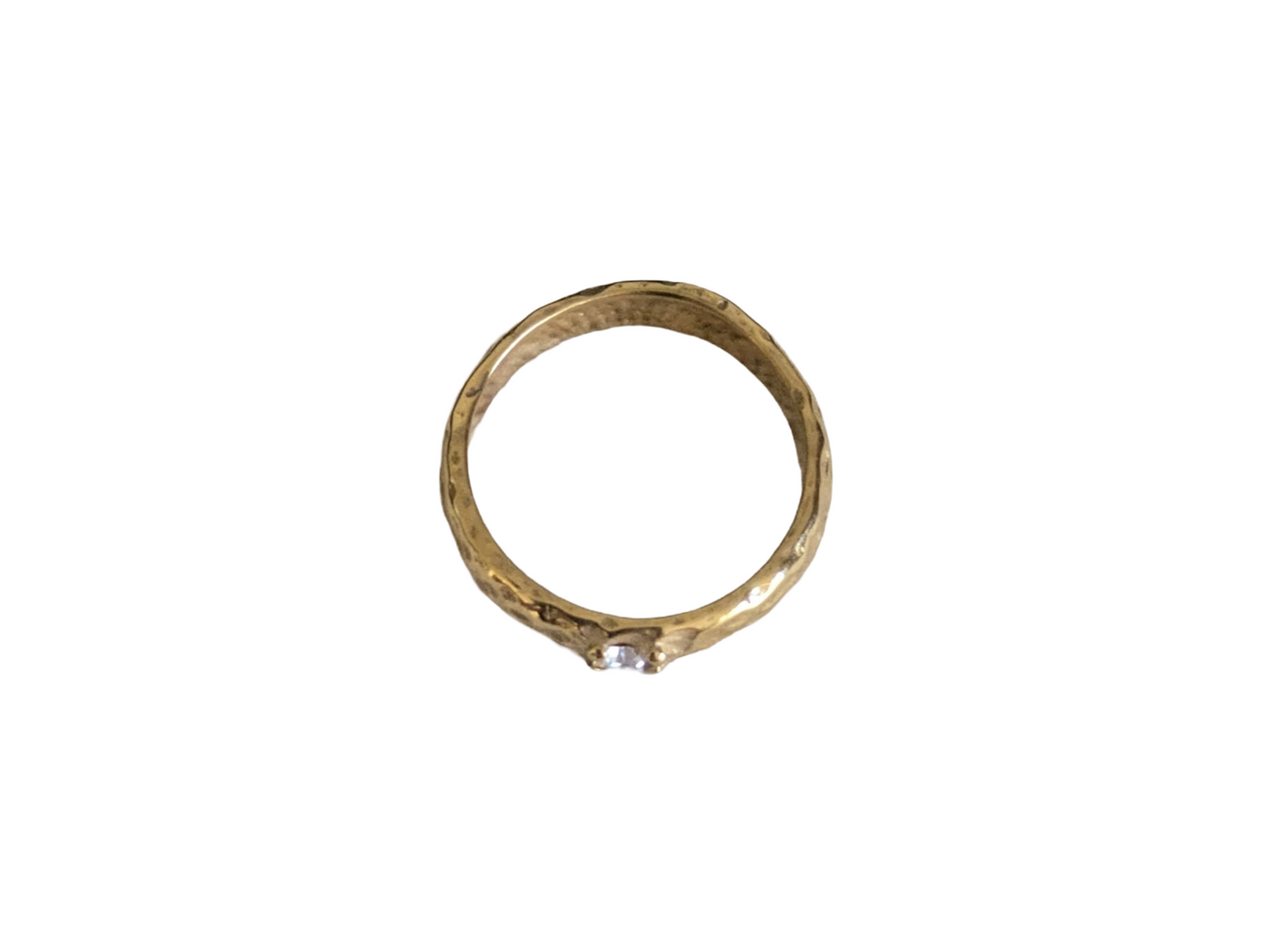 Hammered 18K Gold-Plated Eternity Band in Stainless Steel