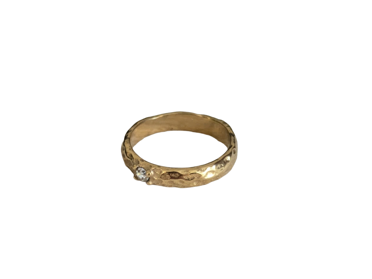 Hammered 18K Gold-Plated Eternity Band in Stainless Steel