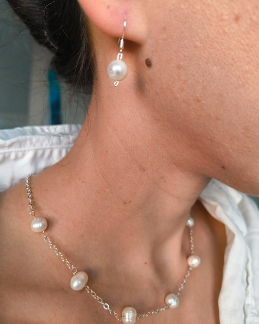 Handmade Mother of Pearl Drop Earrings with 925 Sterling Silver Hooks