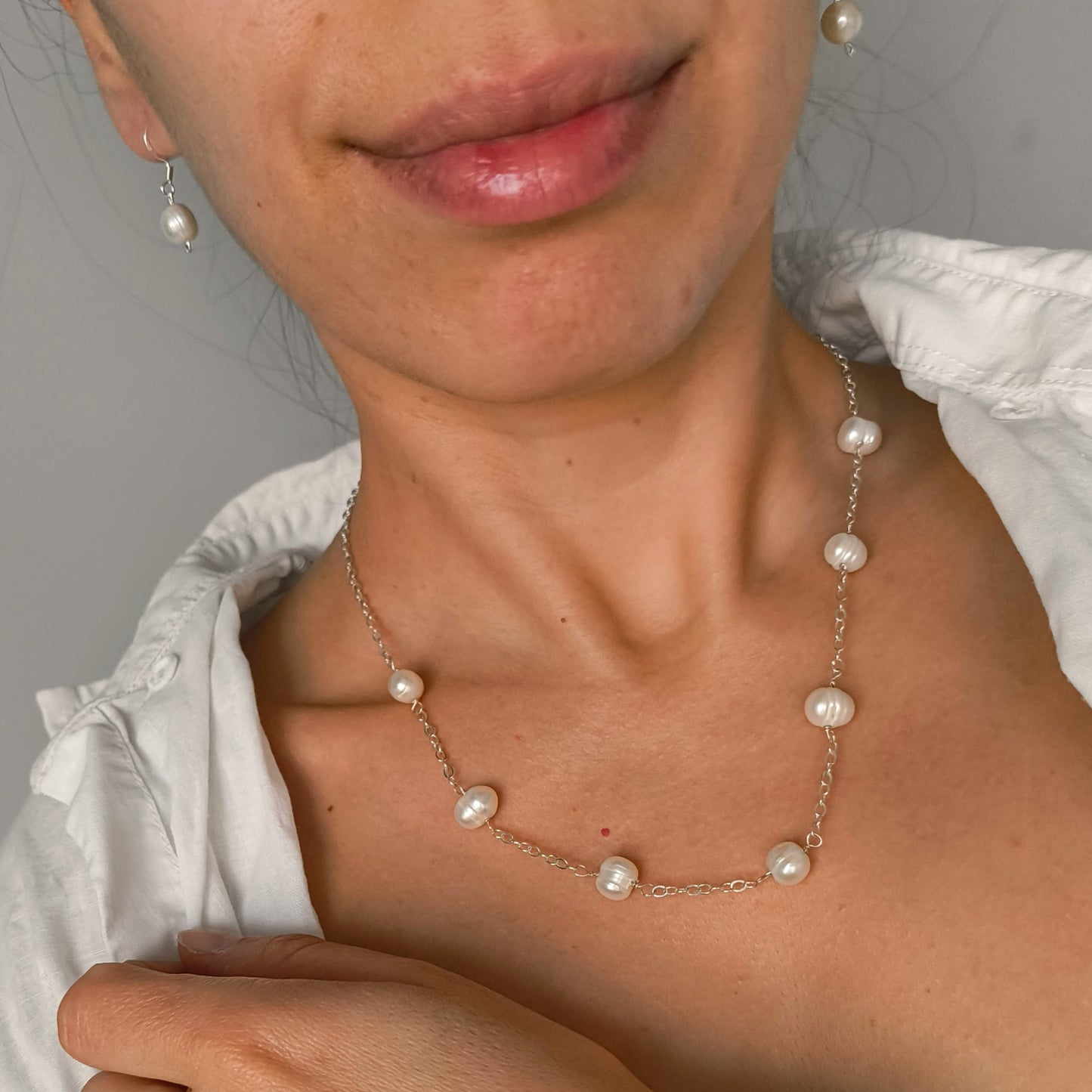 Handmade Mother of Pearl Drop Earrings with 925 Sterling Silver Hooks