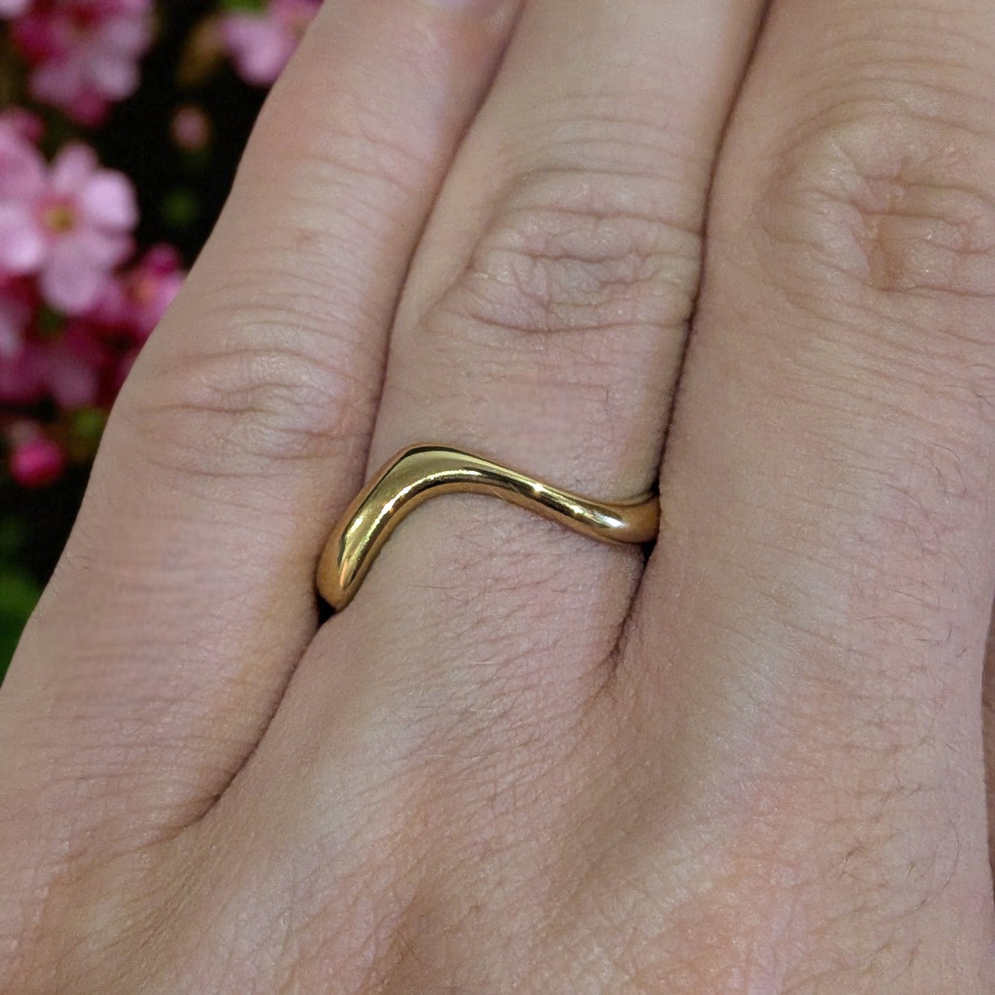 Wavy gold plated ring