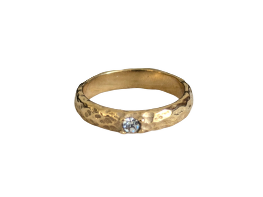 Hammered 18K Gold-Plated Eternity Band in Stainless Steel