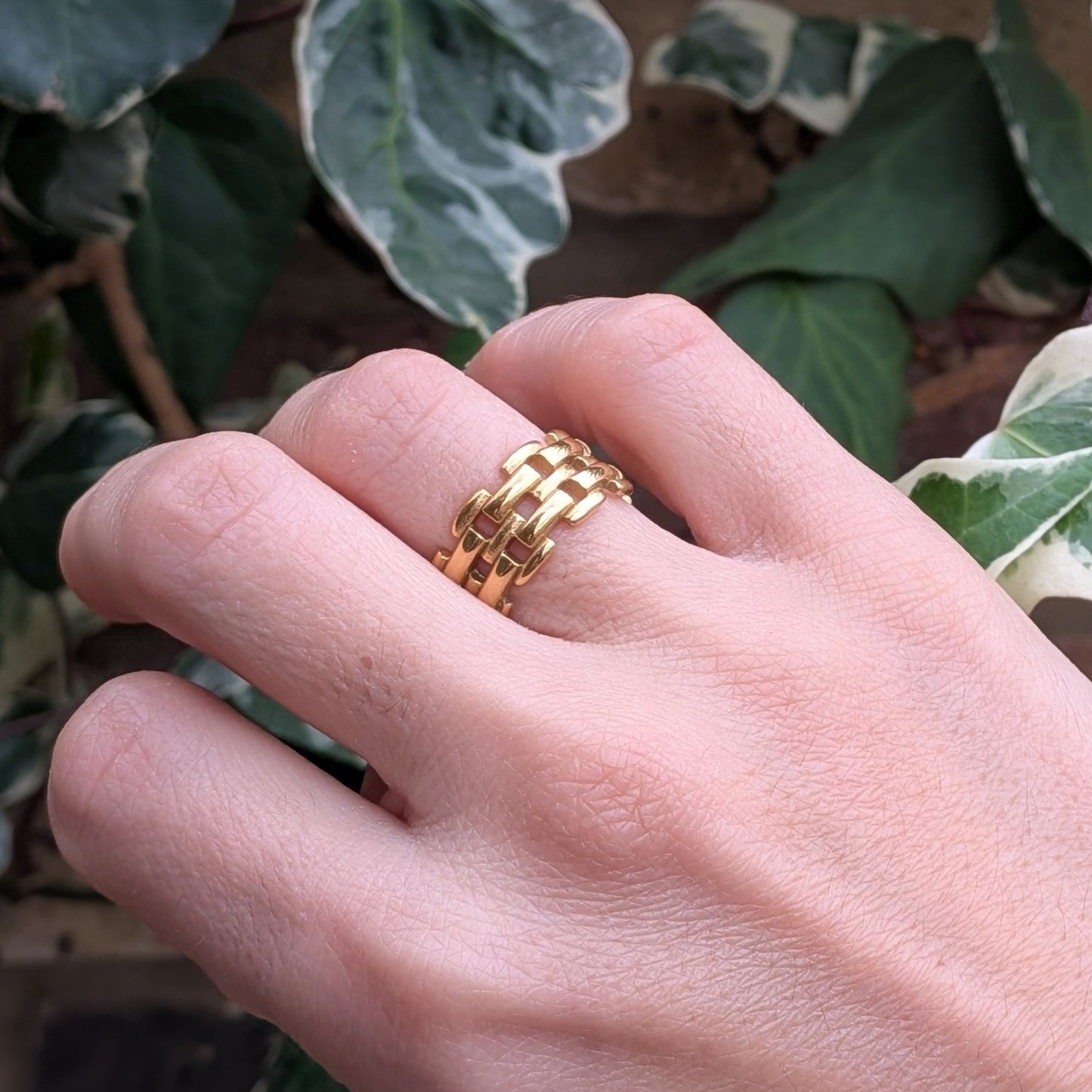 18K Gold-Plated Woven Band Ring