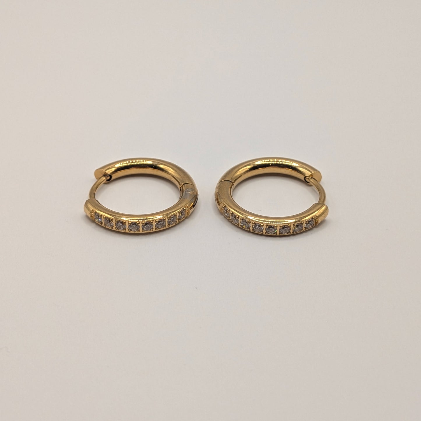 18K Gold Plated Hoop Earrings with Crystal Pavé