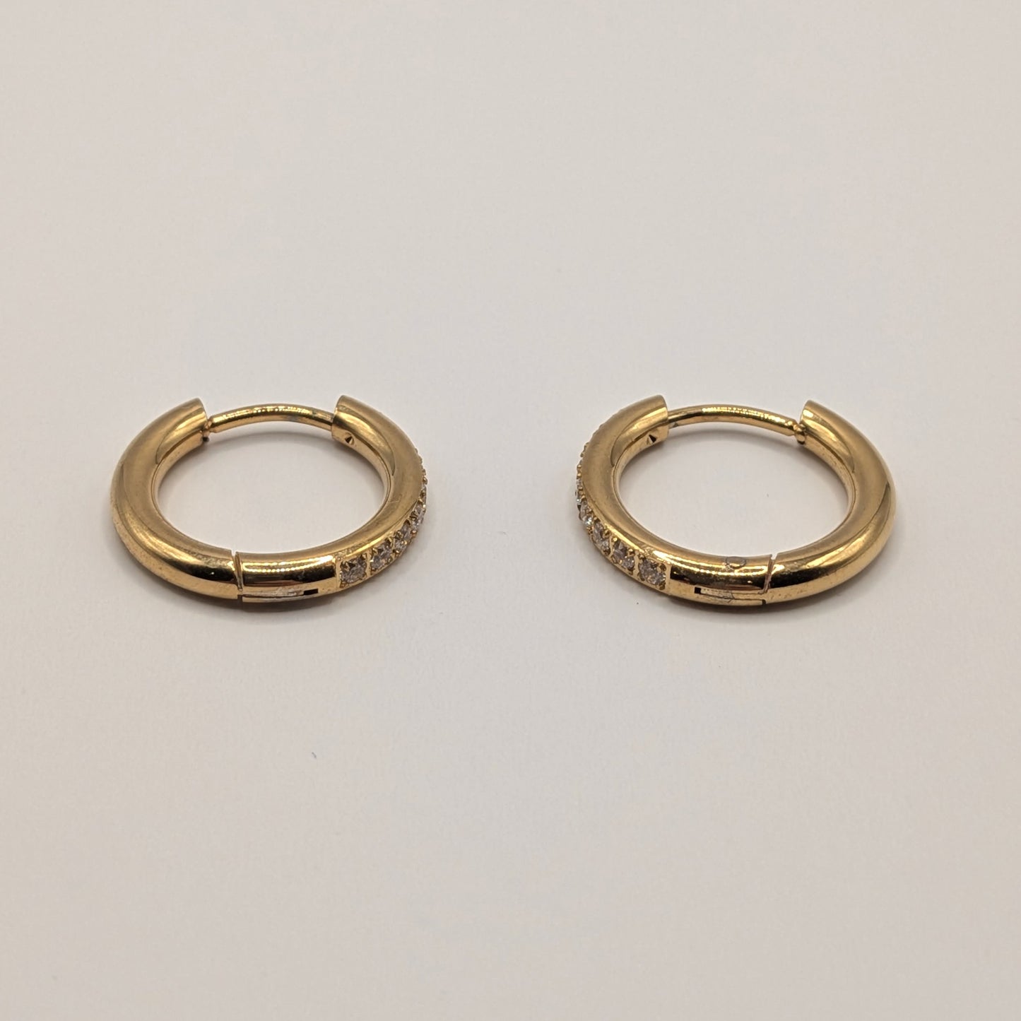 18K Gold Plated Hoop Earrings with Crystal Pavé