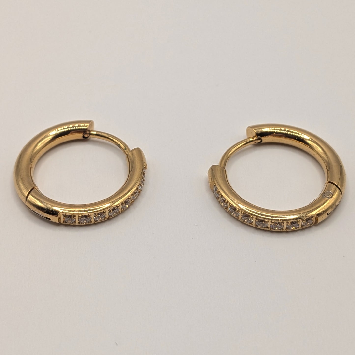 18K Gold Plated Hoop Earrings with Crystal Pavé