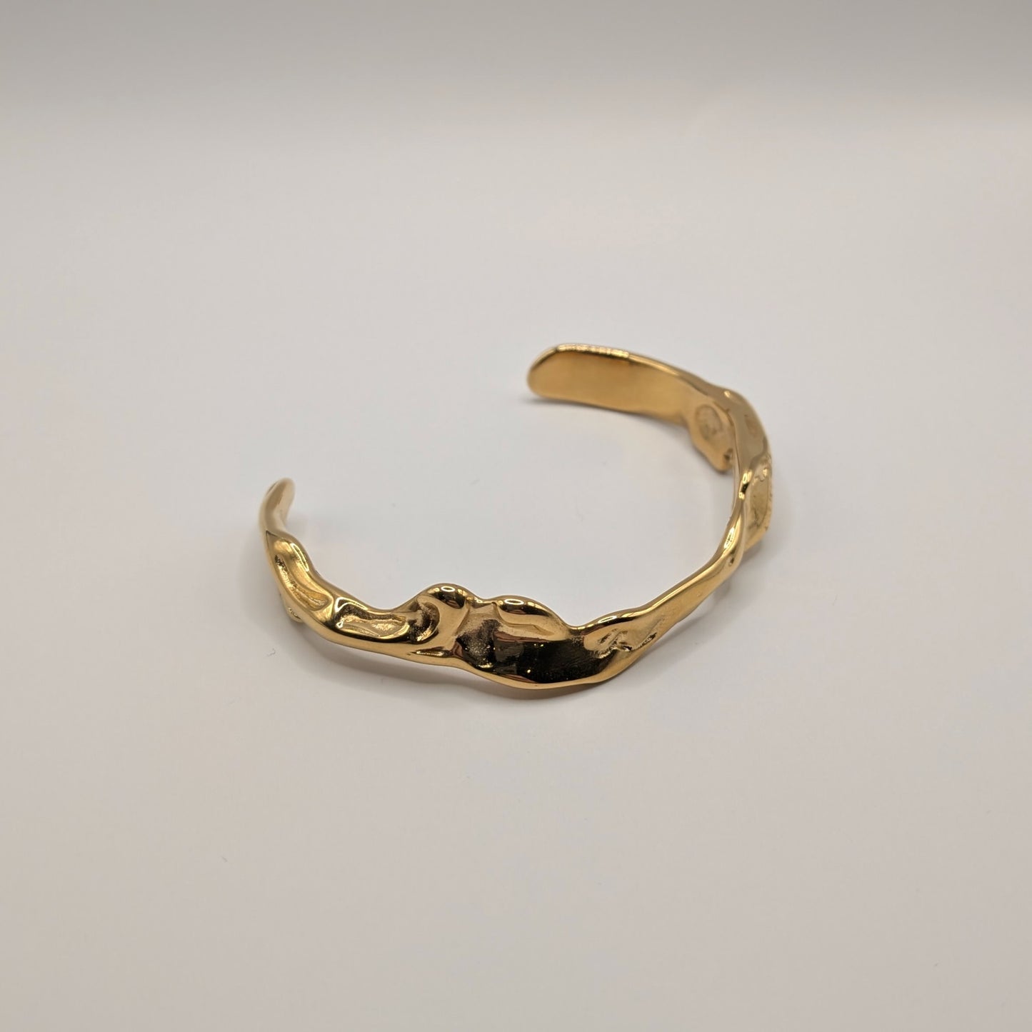 Sculptural Molten Gold Cuff Bracelet – Artisan Liquid Metal Design