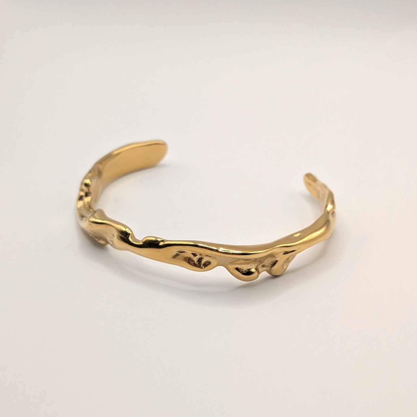 Sculptural Molten Gold Cuff Bracelet – Artisan Liquid Metal Design