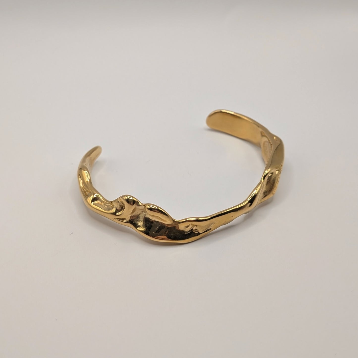Sculptural Molten Gold Cuff Bracelet – Artisan Liquid Metal Design