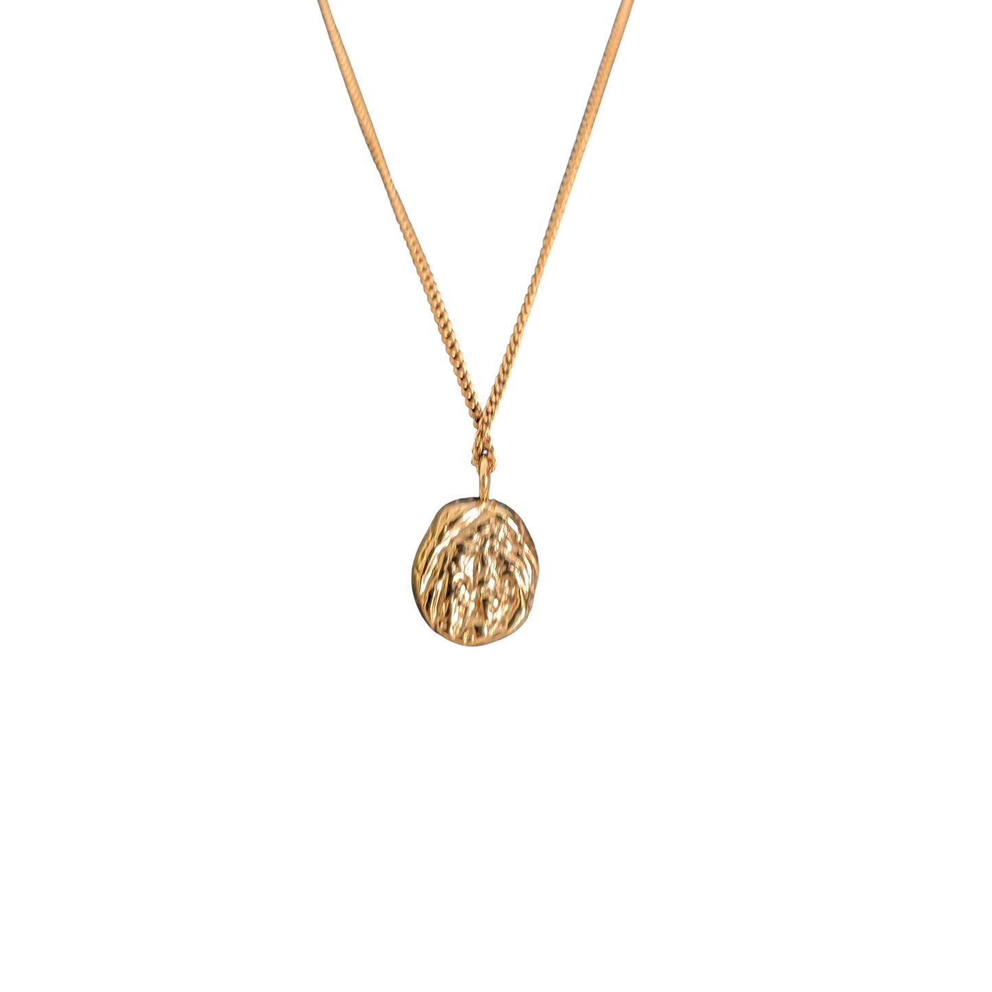 Hammered Organic Pendant Necklace – 18K Gold Plated