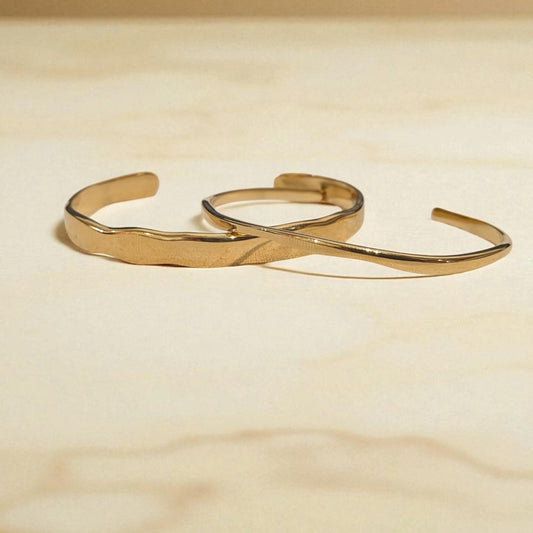 Minimalist Gold Cuff Bracelet Set