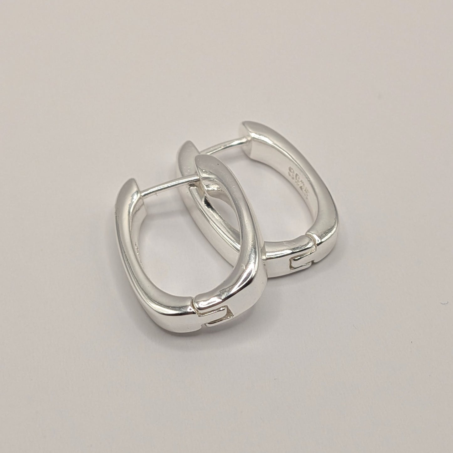 925 Sterling Silver Modern Oval Hoop Earrings
