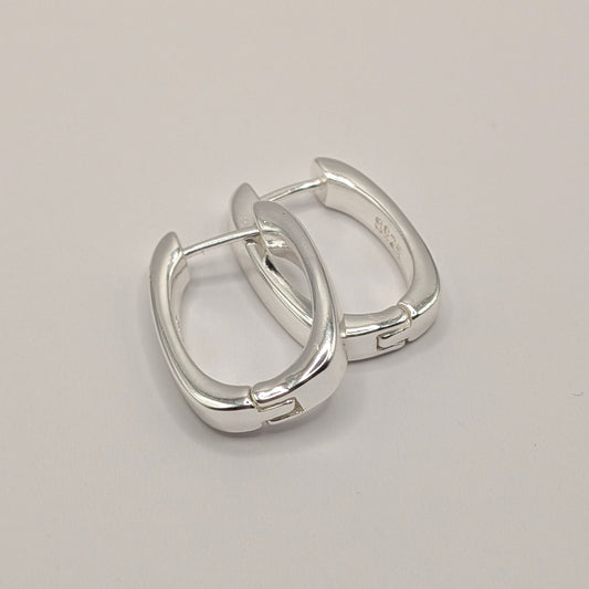 925 Sterling Silver Modern Oval Hoop Earrings