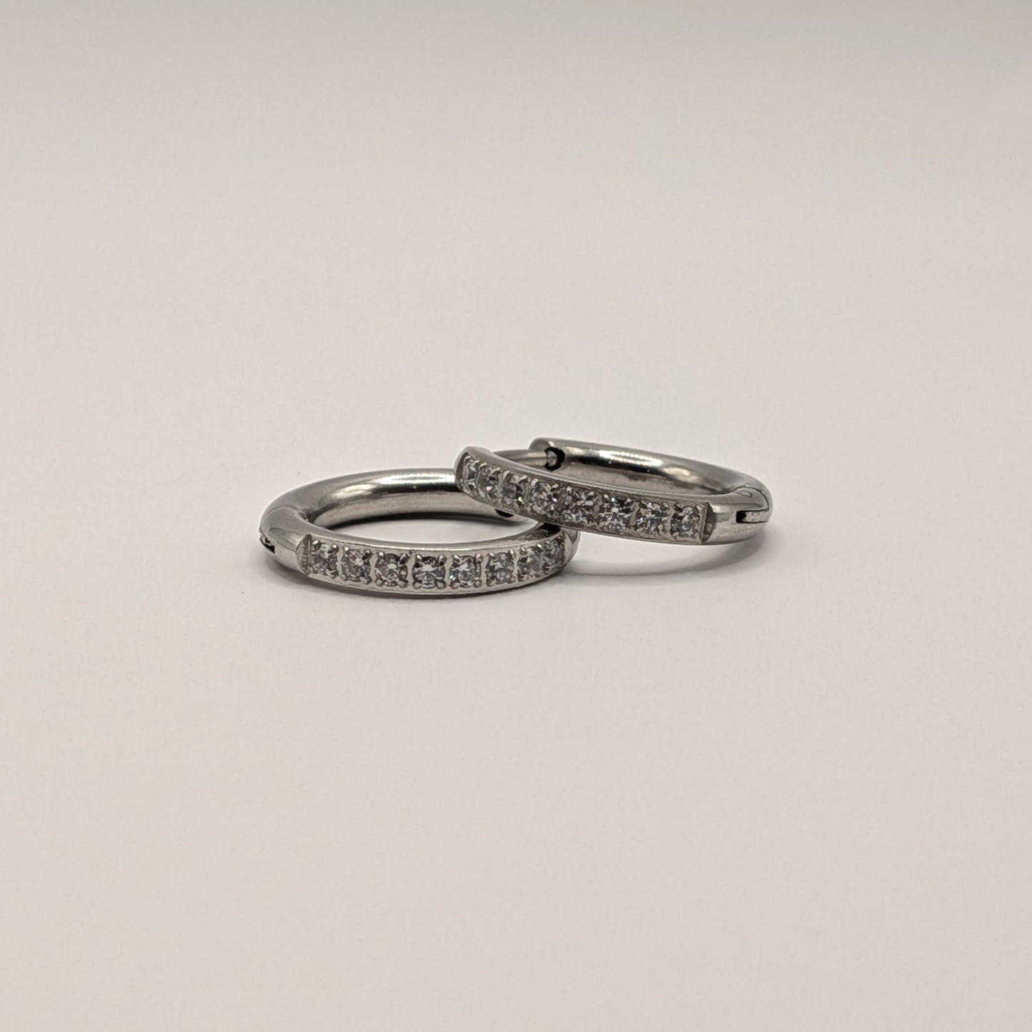 Sterling Silver Plated Hoop Earrings with Crystal Pavé