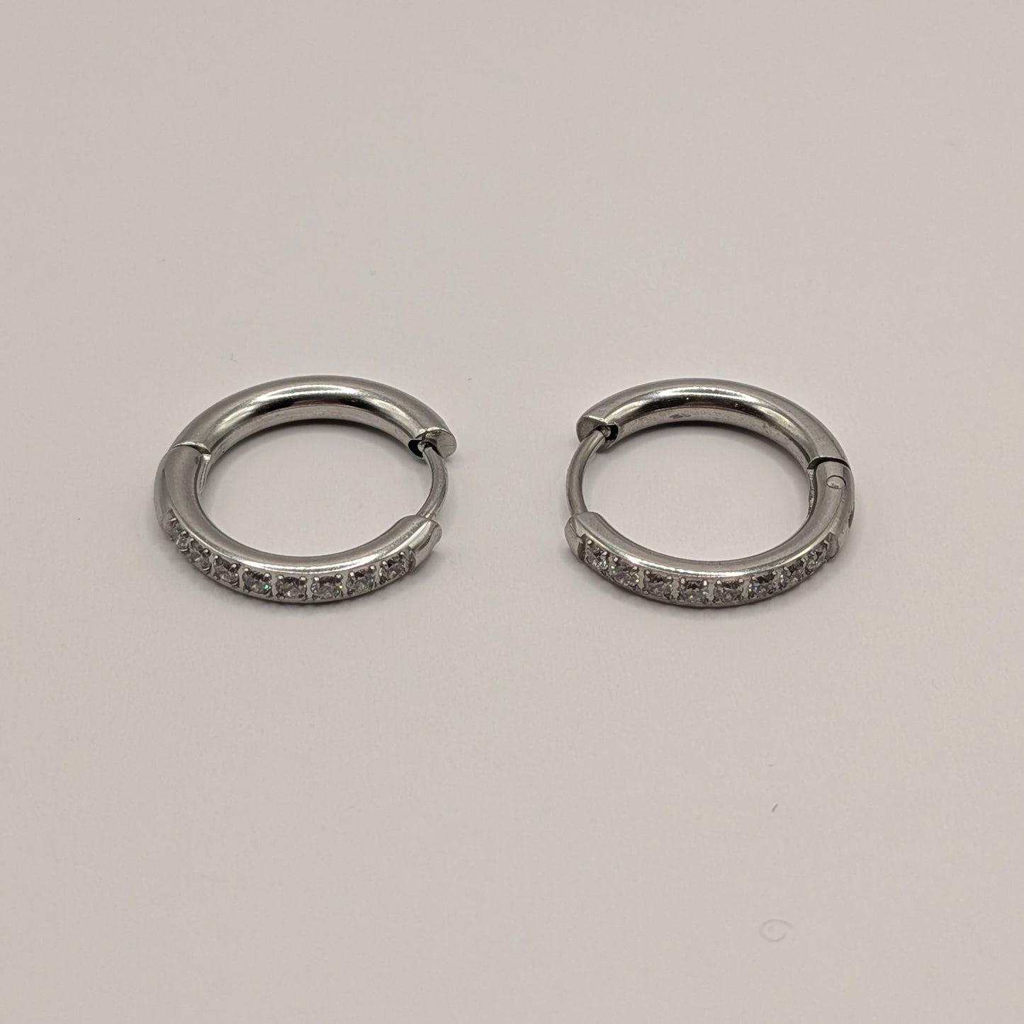 Sterling Silver Plated Hoop Earrings with Crystal Pavé