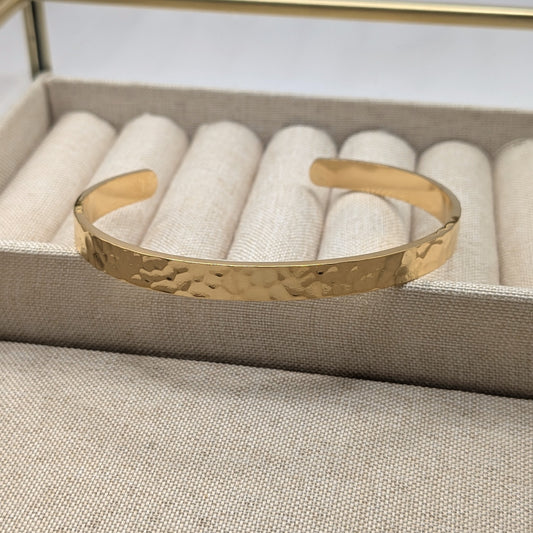 Forged Cuff Bracelet – 18K Gold Plated | Open Bangle