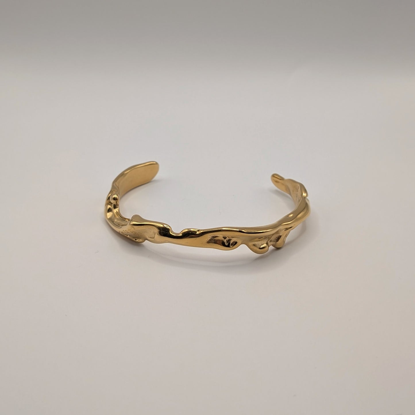 Sculptural Molten Gold Cuff Bracelet – Artisan Liquid Metal Design