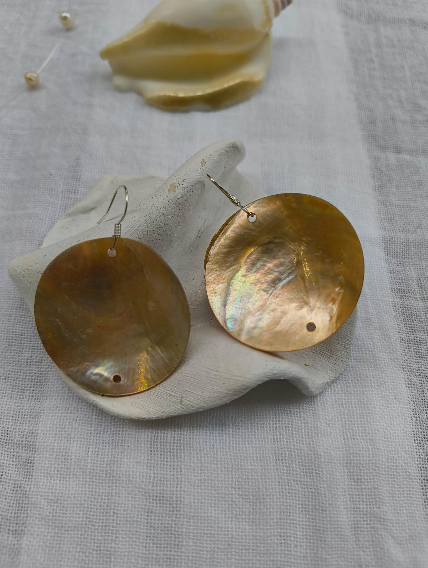 Moon Lumi Shell Drop Earrings - 925 Sterling Silver